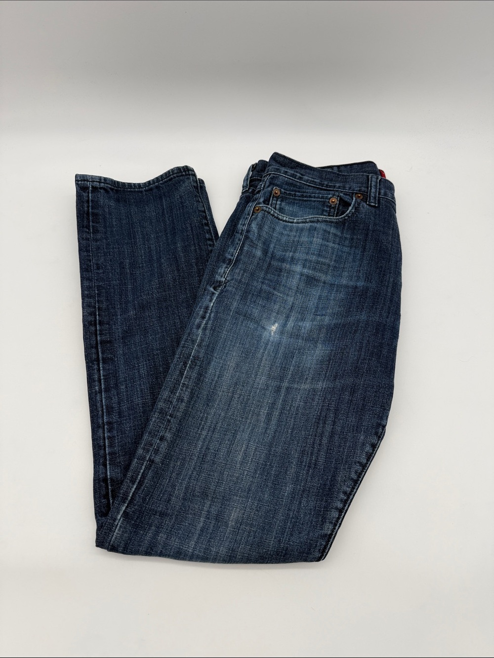 Lucky Brand 121 Heritage Slim Jeans 30x32 Dark Wash Distressed Lucky You Button